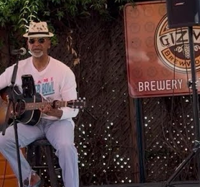 Mike Gaskins entertaining a live audience with acoustic music